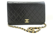 CHANEL Full Flap Chain Shoulder Bag Clutch Black Quilted Lambskin p86 hannari-shop
