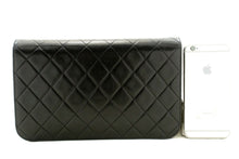 CHANEL Full Flap Chain Shoulder Bag Clutch Black Quilted Lambskin p86 hannari-shop