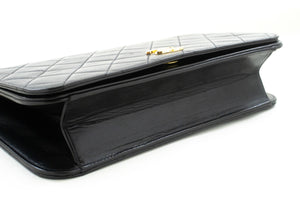 CHANEL Full Flap Chain Shoulder Bag Clutch Black Quilted Lambskin p86 hannari-shop