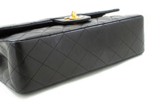 CHANEL Classic Double Flap 10" Chain Shoulder Bag Black Lambskin p77 hannari-shop