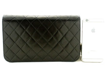 CHANEL Full Flap Chain Shoulder Bag Clutch Black Quilted Lambskin p74 hannari-shop