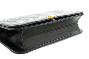 CHANEL Full Flap Chain Shoulder Bag Clutch Black Quilted Lambskin p74 hannari-shop