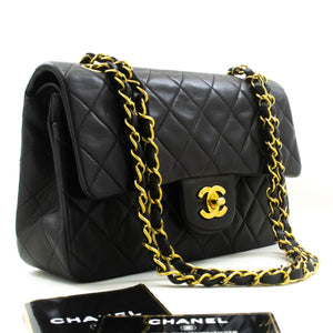 CHANEL Classic Double Flap 9" Chain Shoulder Bag Black Lambskin n70 hannari-shop
