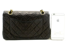 CHANEL Classic Double Flap 9" Chain Shoulder Bag Black Lambskin n70 hannari-shop
