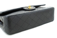 CHANEL Classic Double Flap 10" Chain Shoulder Bag Black Lambskin p87 hannari-shop