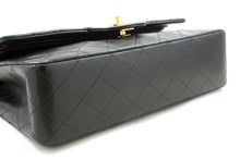 CHANEL Classic Double Flap 10" Chain Shoulder Bag Black Lambskin p82 hannari-shop