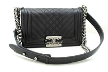 CHANEL Small Boy Chain Shoulder Bag Black Quilted Flap Calfskin p93 hannari-shop