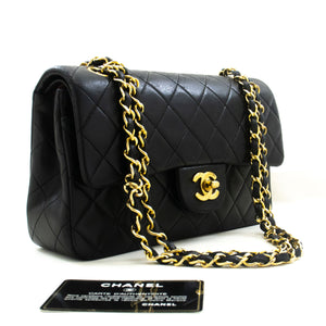 CHANEL Classic Double Flap 9" Chain Shoulder Bag Black Lambskin p57 hannari-shop