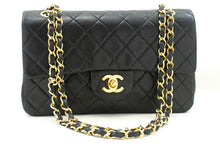 CHANEL Classic Double Flap 9" Chain Shoulder Bag Black Lambskin p57 hannari-shop