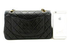 CHANEL Classic Double Flap 9" Chain Shoulder Bag Black Lambskin p57 hannari-shop