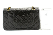 CHANEL Classic Double Flap 9" Chain Shoulder Bag Black Lambskin p98 hannari-shop