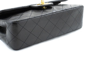 CHANEL Classic Double Flap 9" Chain Shoulder Bag Black Lambskin p98 hannari-shop