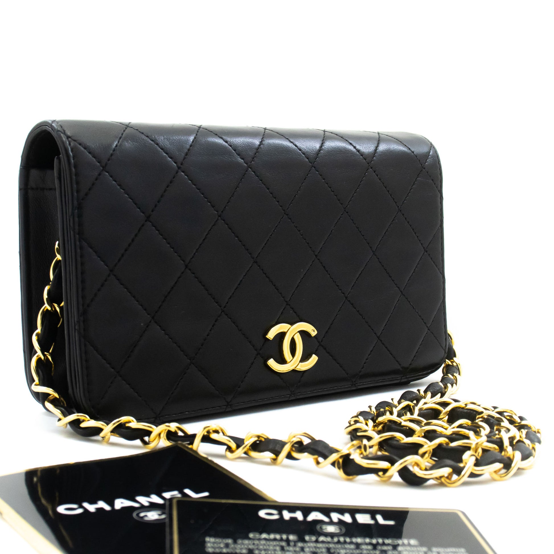 CHANEL Full Flap Small Chain Schoudertas Clutch Zwart Gequilt ab7 hannari-shop