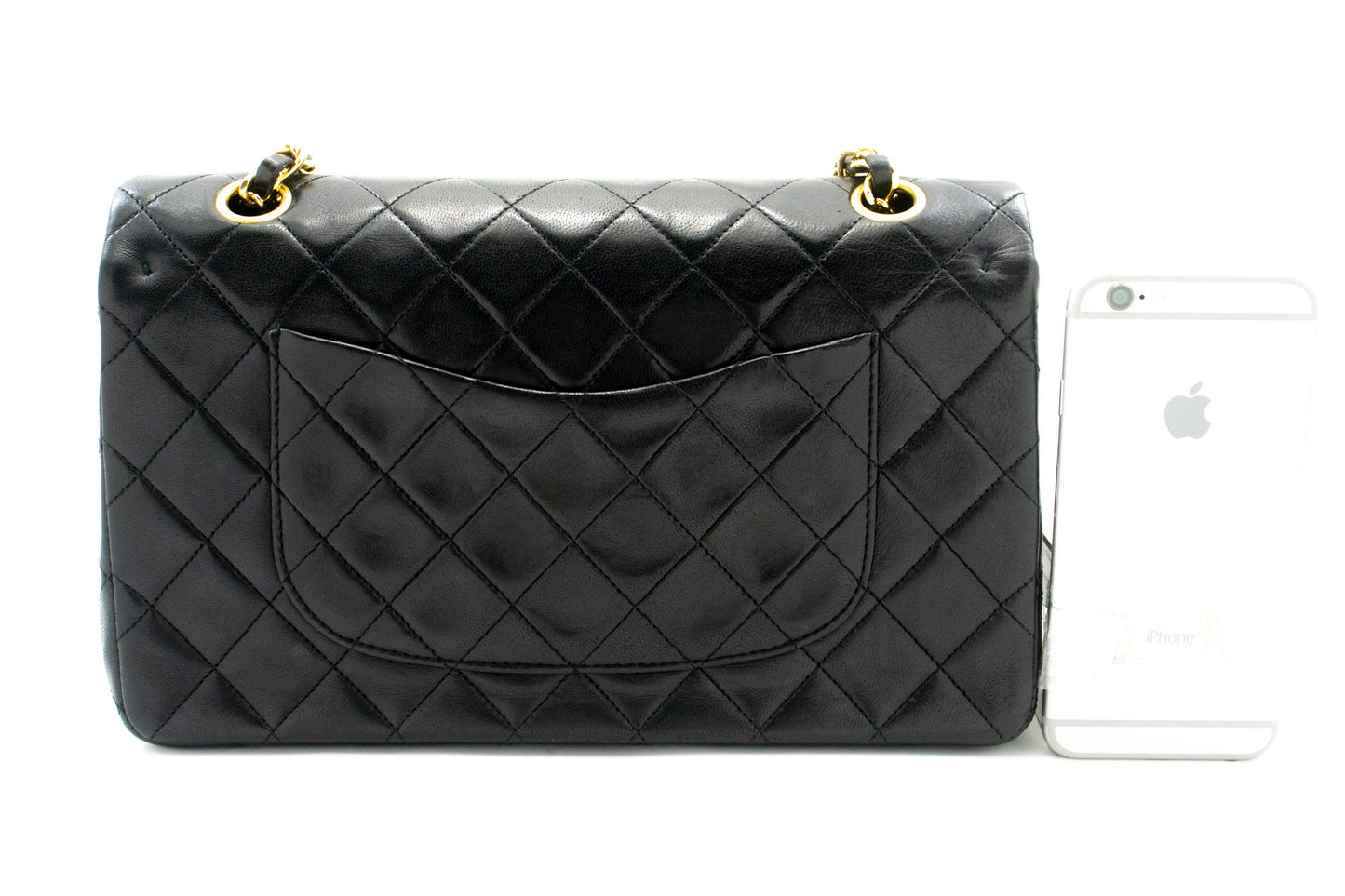 CHANEL Classic Double Flap 10" Chain Schoudertas Zwart Lamsleer ad8 hannari-shop