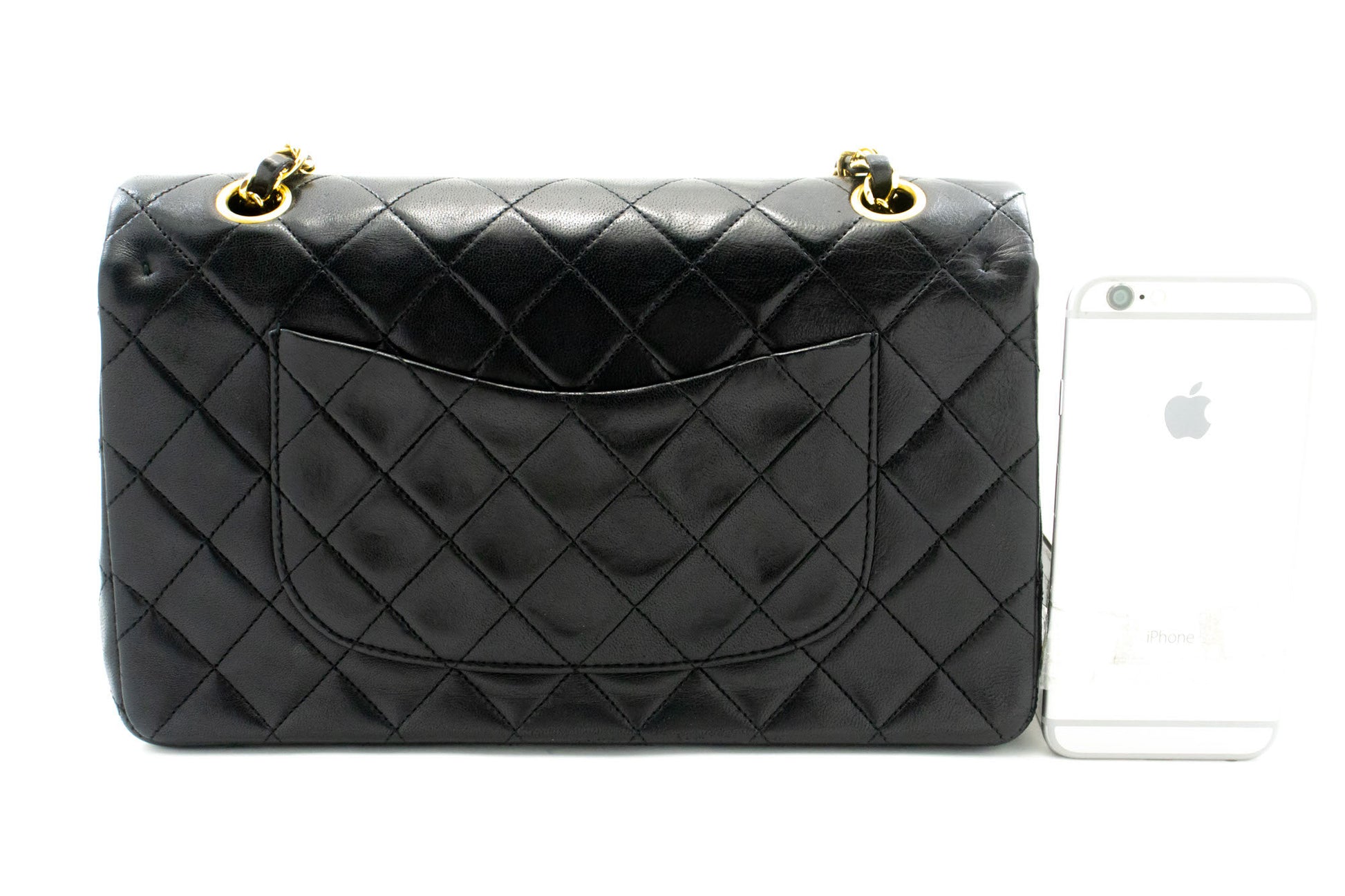 CHANEL Classic Double Flap 10" Chain Schoudertas Zwart Lamsleer ad8 hannari-shop