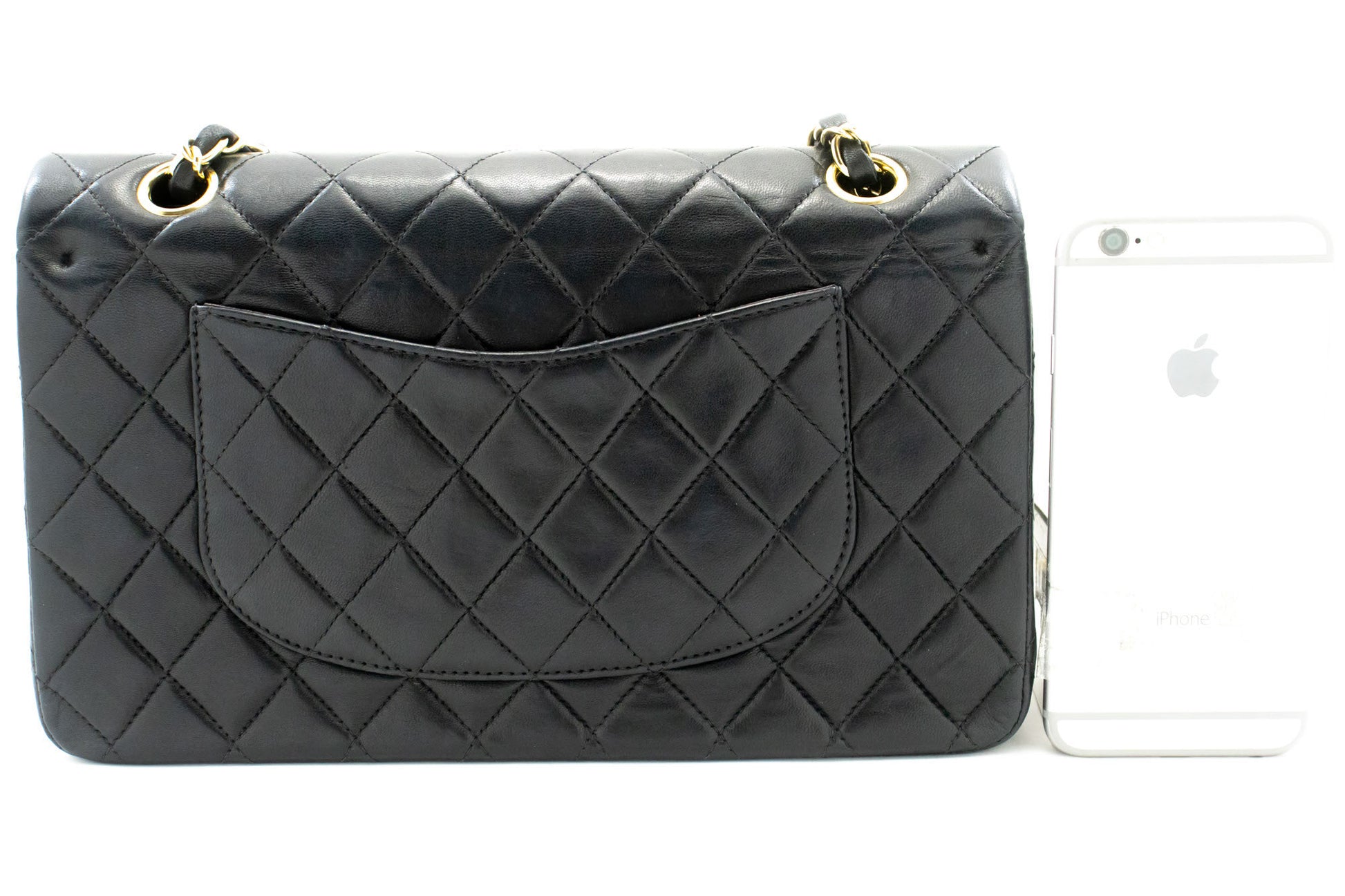 CHANEL Classic Double Flap 10" Chain Schoudertas Zwart Lamsleer ac9 hannari-shop