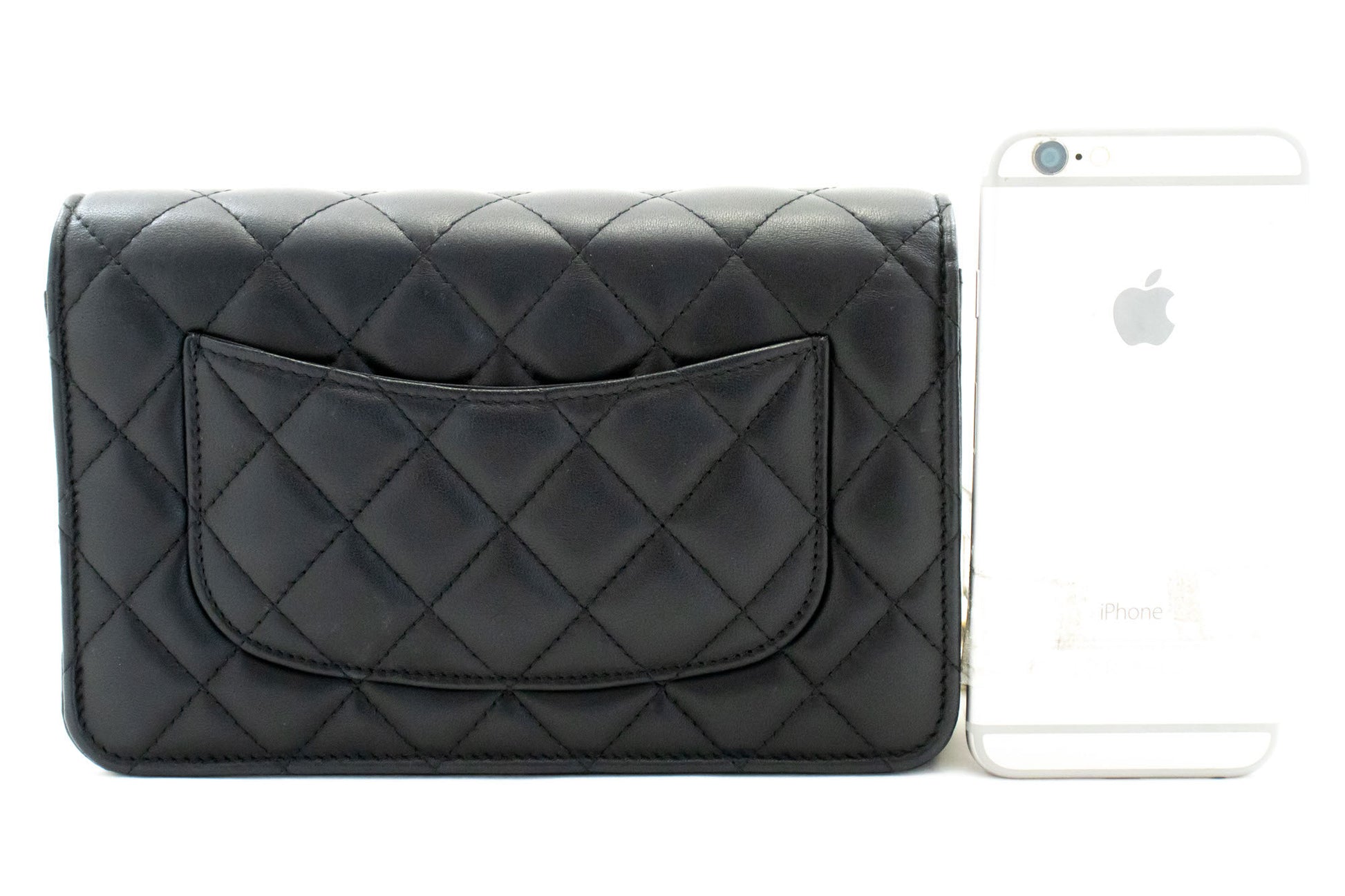 CHANEL Black Classic Wallet On Chain WOC Shoulder Bag Crossbody ae8 hannari-shop