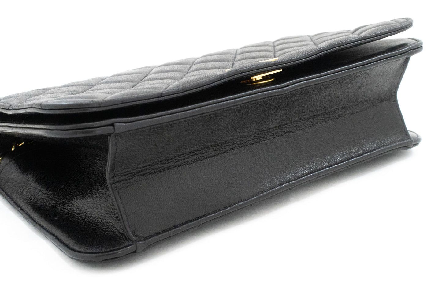 CHANEL Full Flap Chain Shoulder Bag Clutch Black Quilted Lambskin af4 hannari-shop