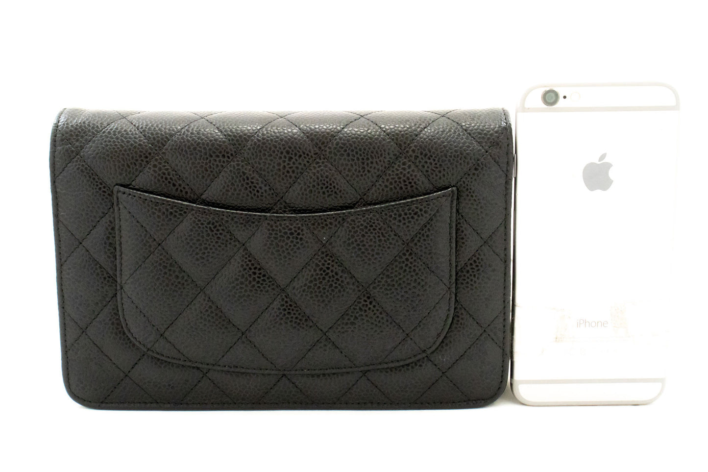 CHANEL Grained Calfskin Wallet On Chain WOC Black Shoulder Bag af7 hannari-shop
