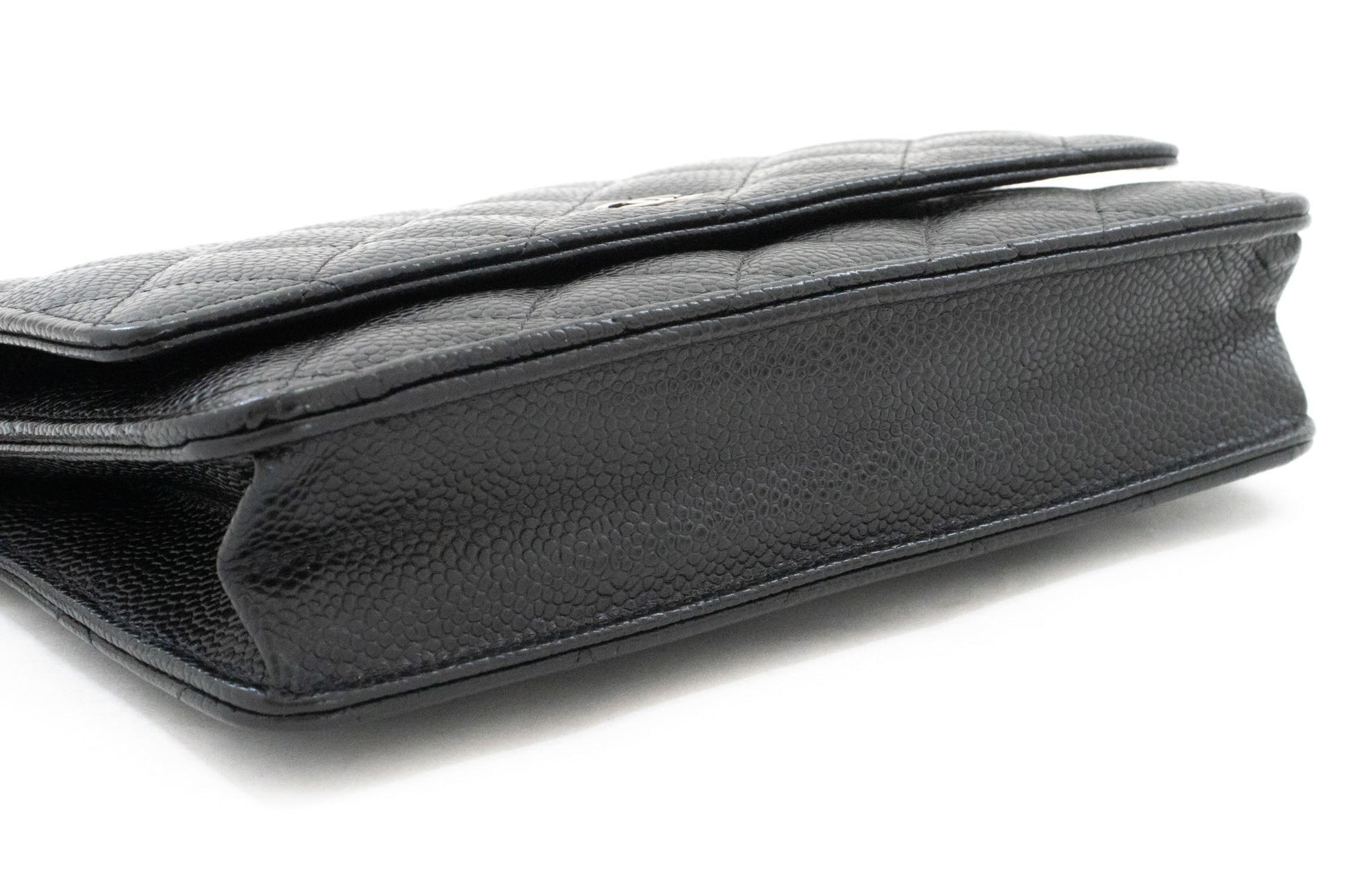 CHANEL Grained Calfskin Wallet On Chain WOC Black Shoulder Bag af7 hannari-shop