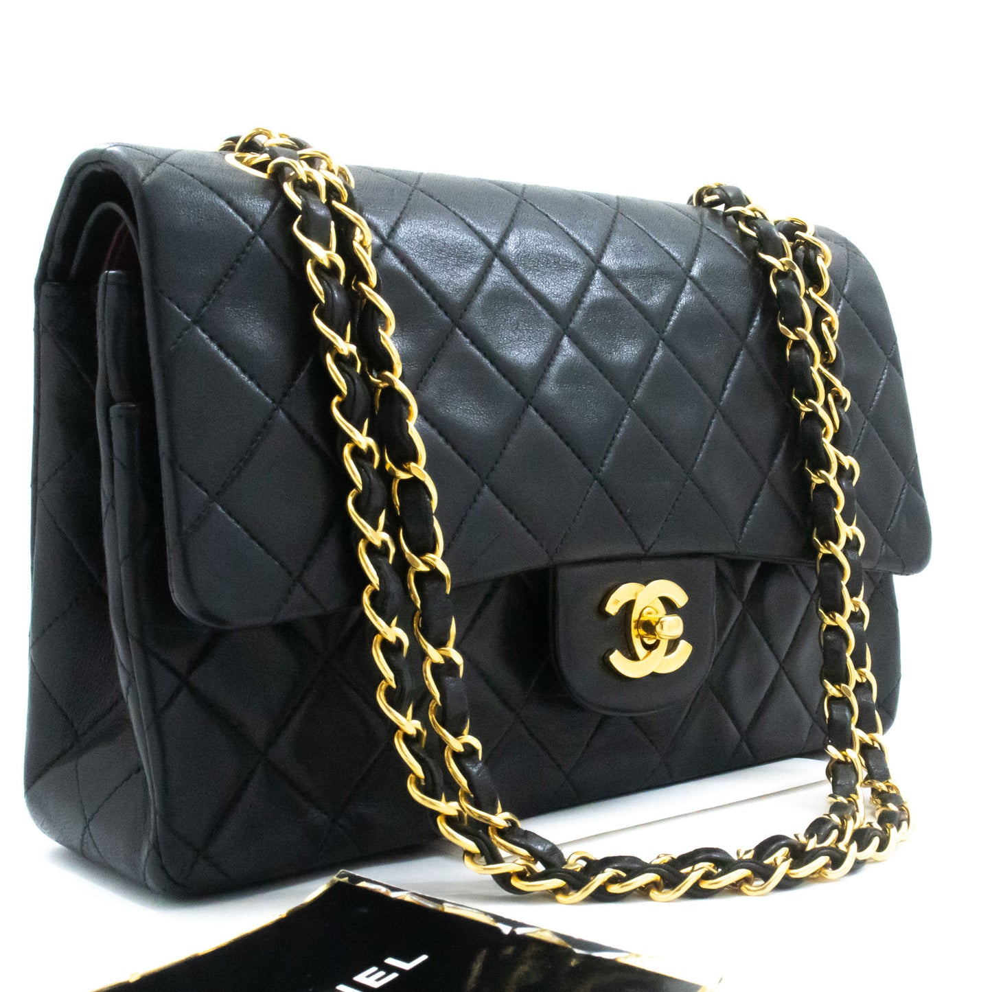 CHANEL Classic Double Flap 10" Chain Schoudertas Zwart Lamsleer ag1 hannari-shop