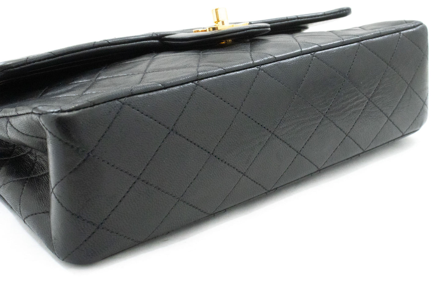 CHANEL Classic Double Flap 10" Chain Schoudertas Zwart Lamsleer ag1 hannari-shop
