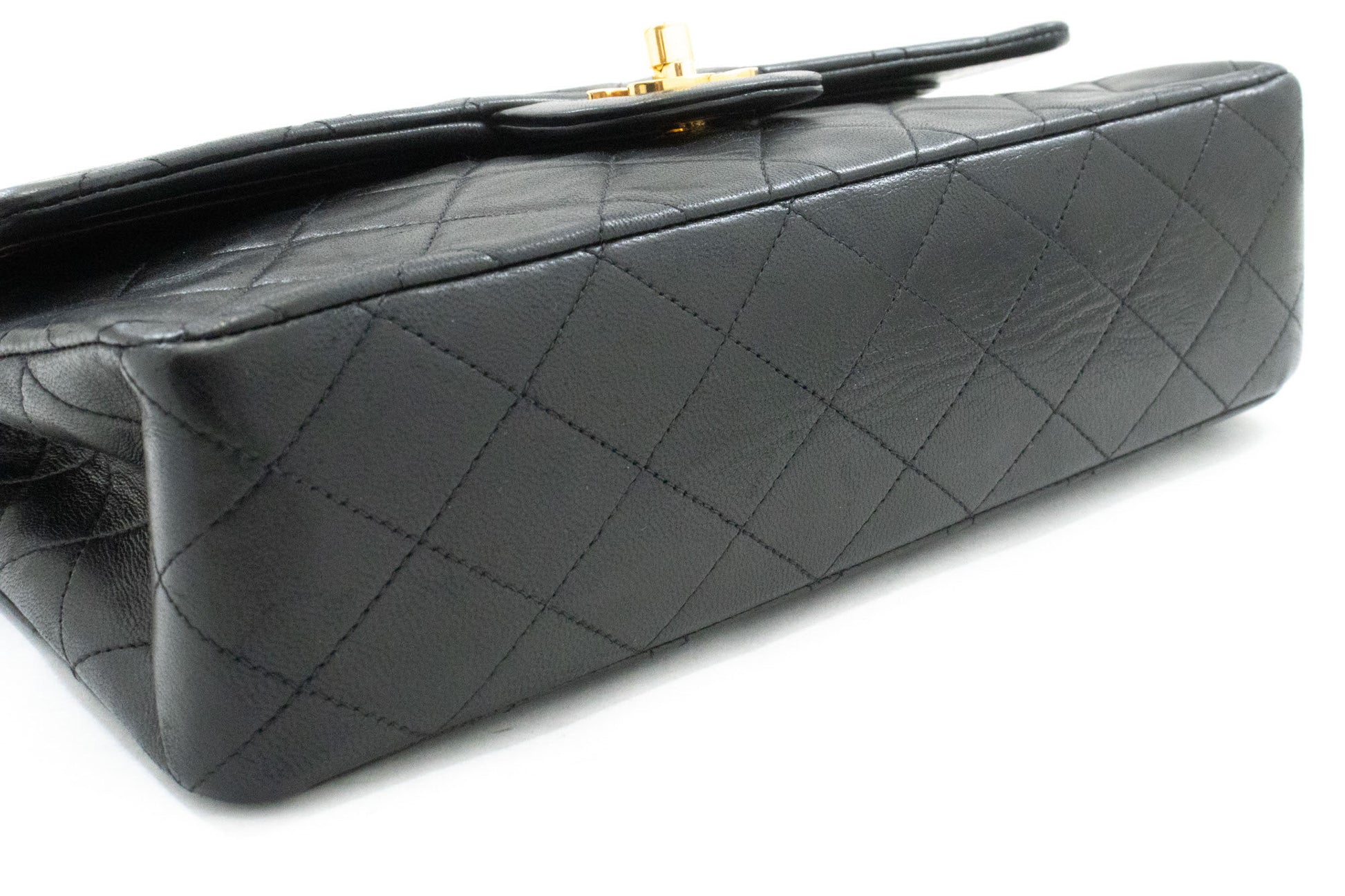 CHANEL Classic Double Flap 10" Chain Schoudertas Zwart Lamsleer ag1 hannari-shop