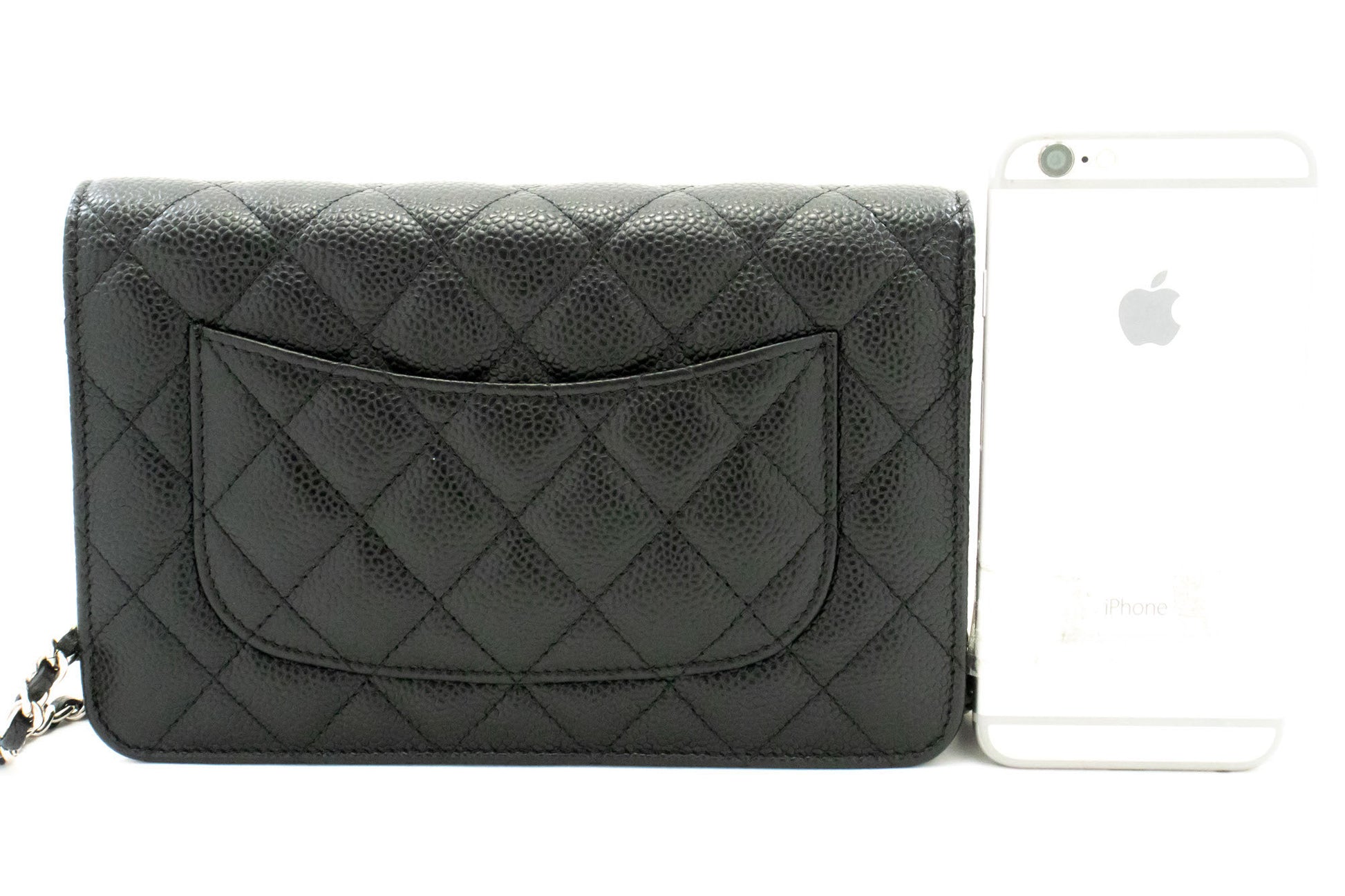 CHANEL Grained Calfskin Wallet On Chain WOC Black Shoulder Bag af5 hannari-shop