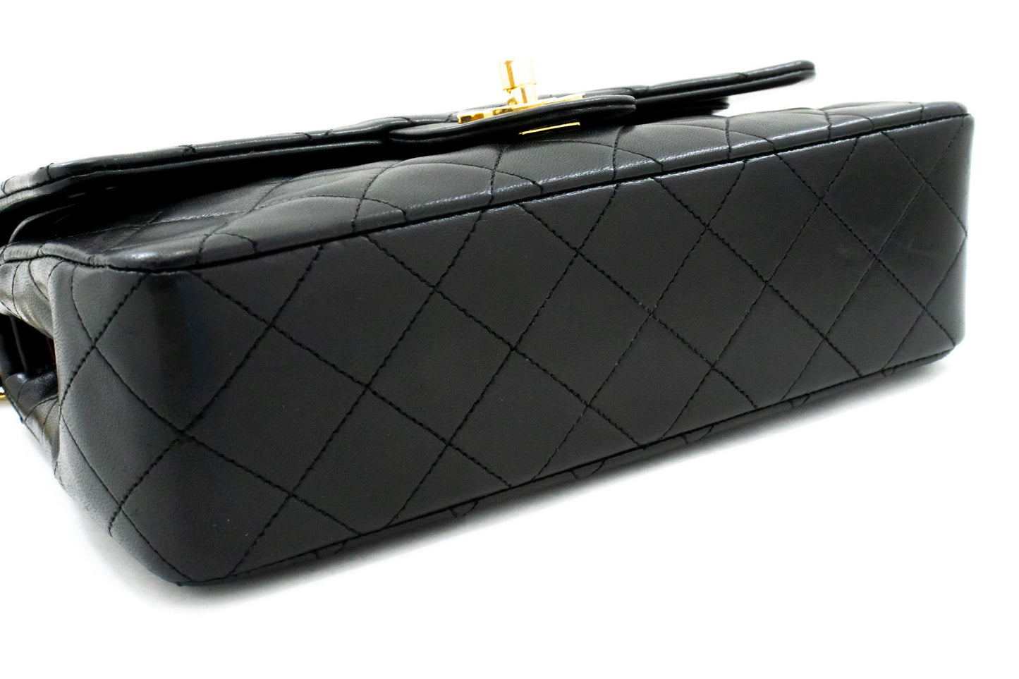 CHANEL Classic Double Flap 9" Chain Shoulder Bag Black Lambskin ag6 hannari-shop