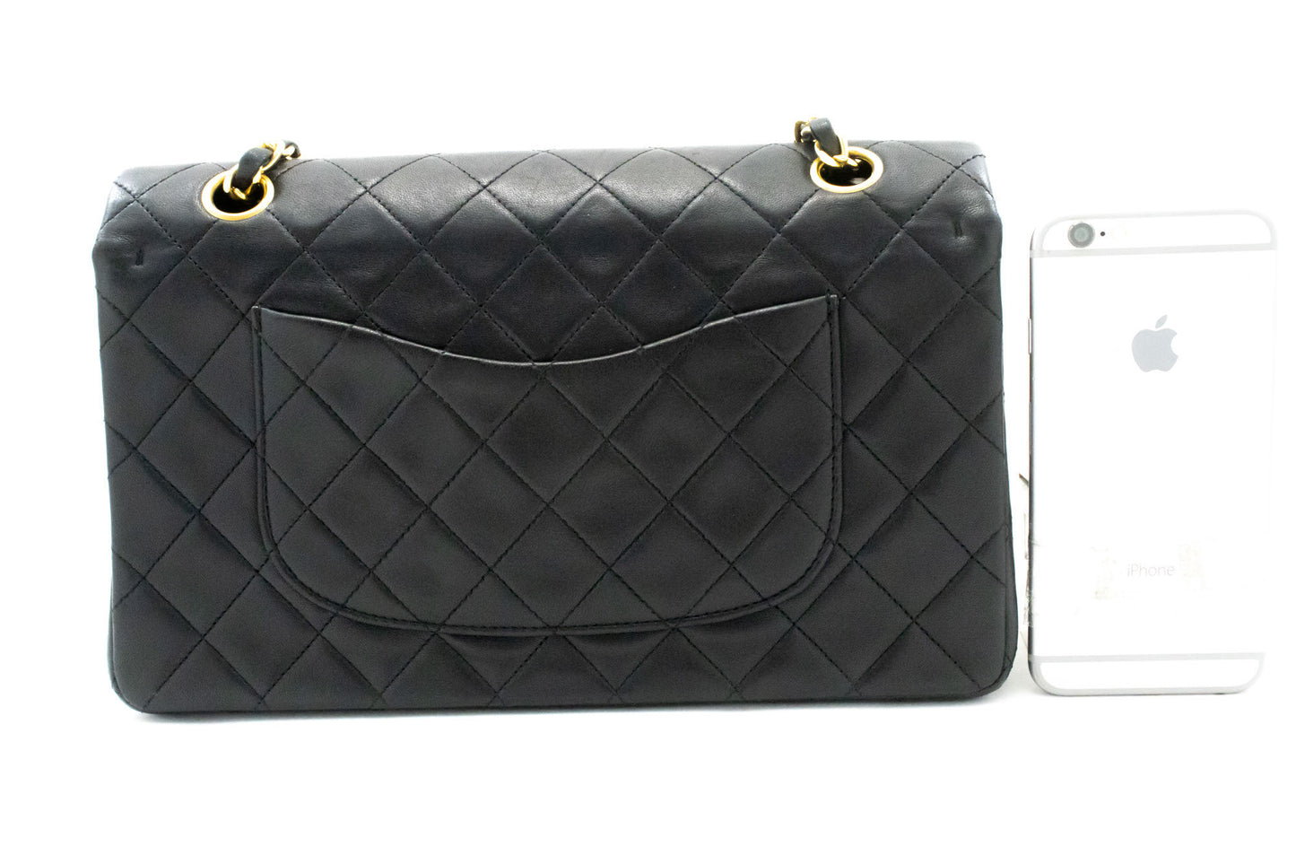 CHANEL Classic Double Flap 10" Chain Schoudertas Zwart Lamsleer ag5 hannari-shop