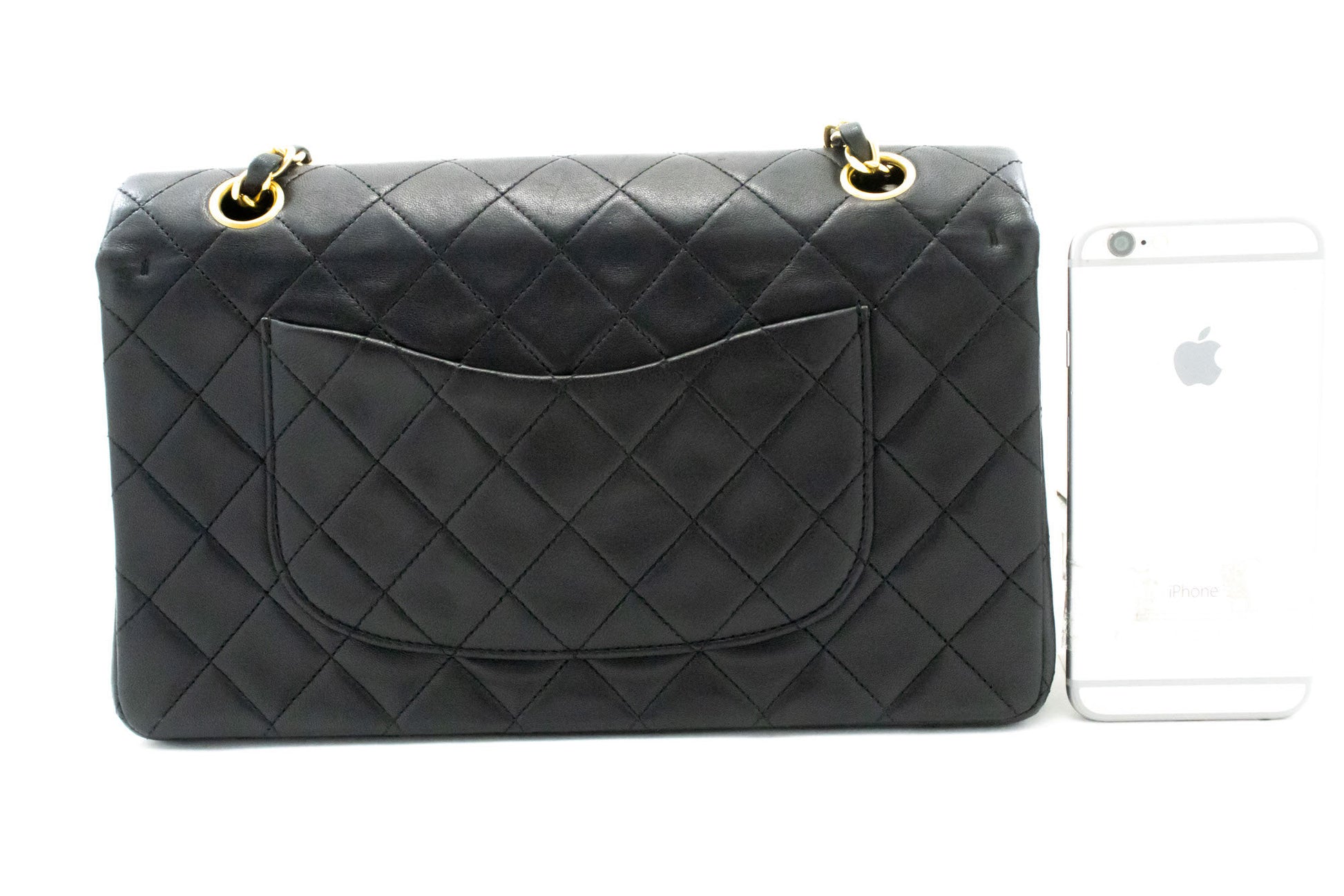 CHANEL Classic Double Flap 10" Chain Schoudertas Zwart Lamsleer ag5 hannari-shop