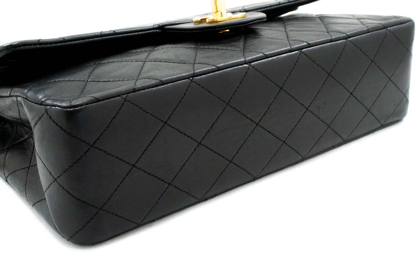 CHANEL Classic Double Flap 10" Chain Schoudertas Zwart Lamsleer ag5 hannari-shop