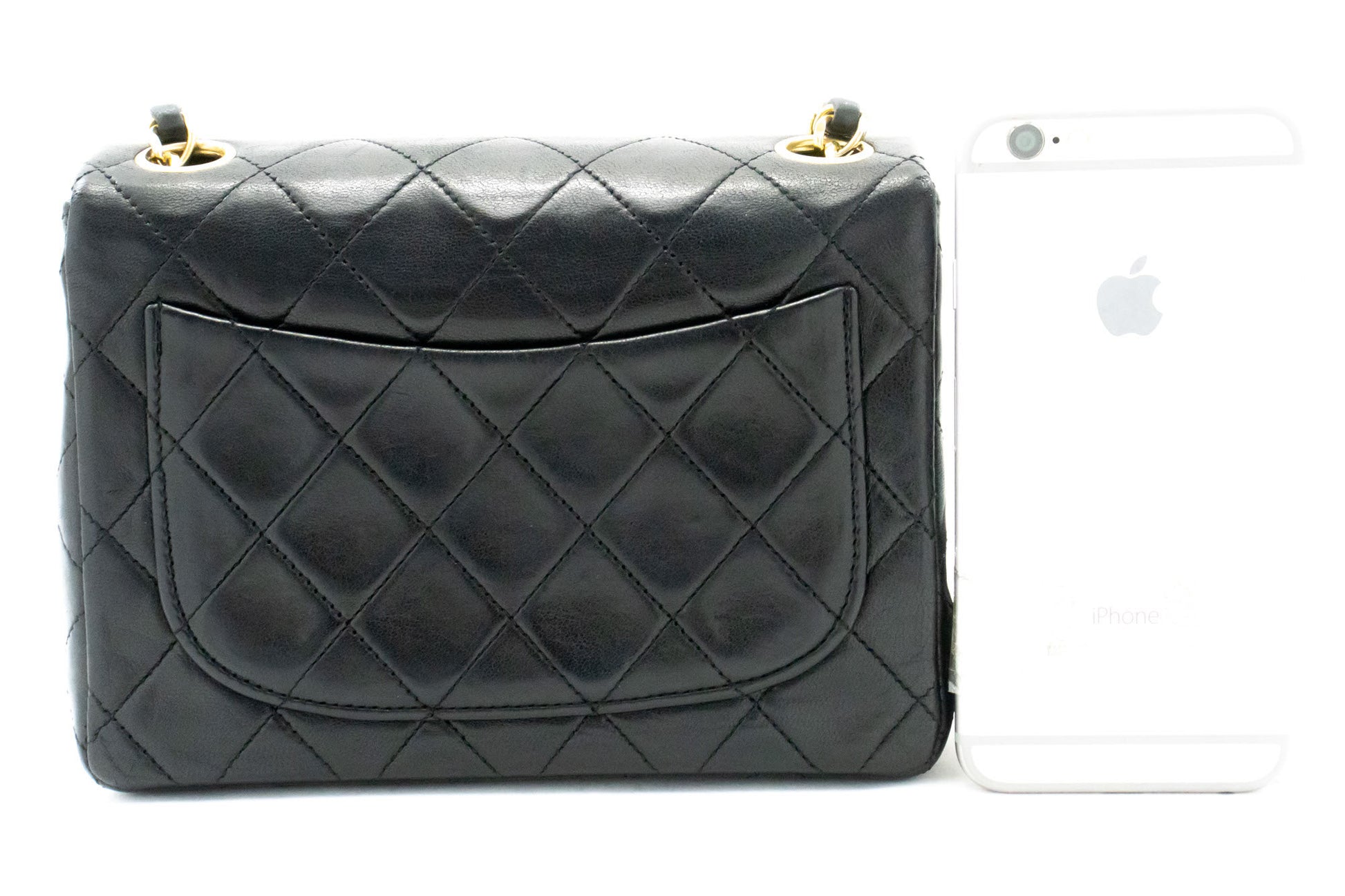 CHANEL Mini Square Small Chain Schoudertas Crossbody Zwart Lamsleer ag9 hannari-shop