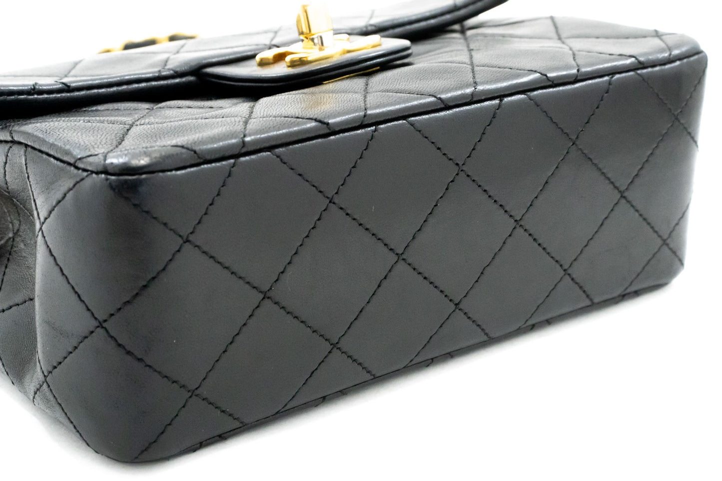 CHANEL Mini Square Small Chain Schoudertas Crossbody Zwart Lamsleer ag9 hannari-shop