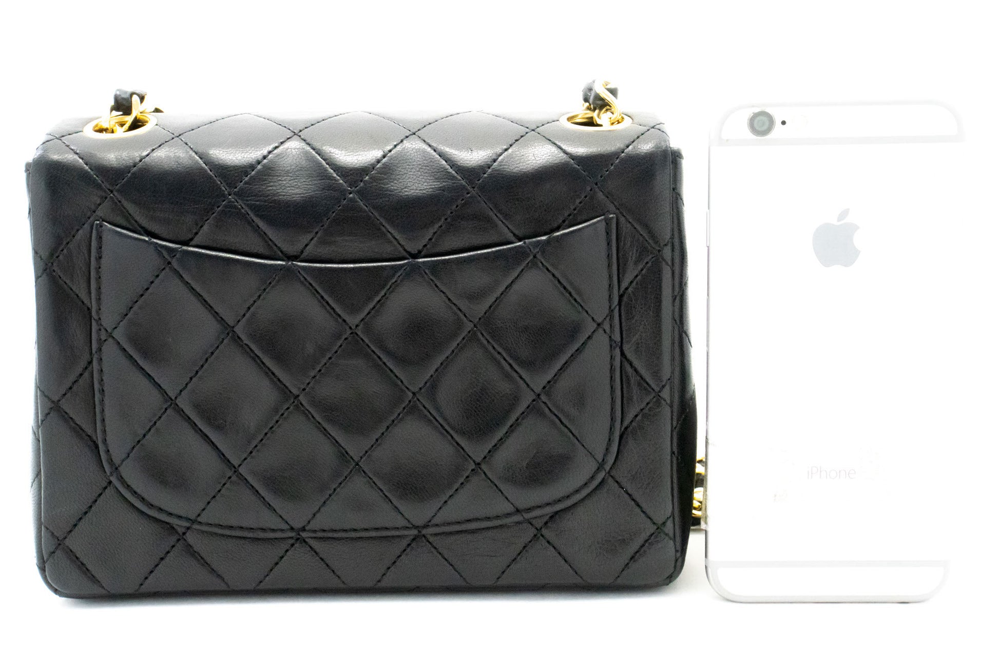 CHANEL Mini Square Kleine Chain Shoulder Bag Crossbody Zwart Lam ag7 hannari-shop