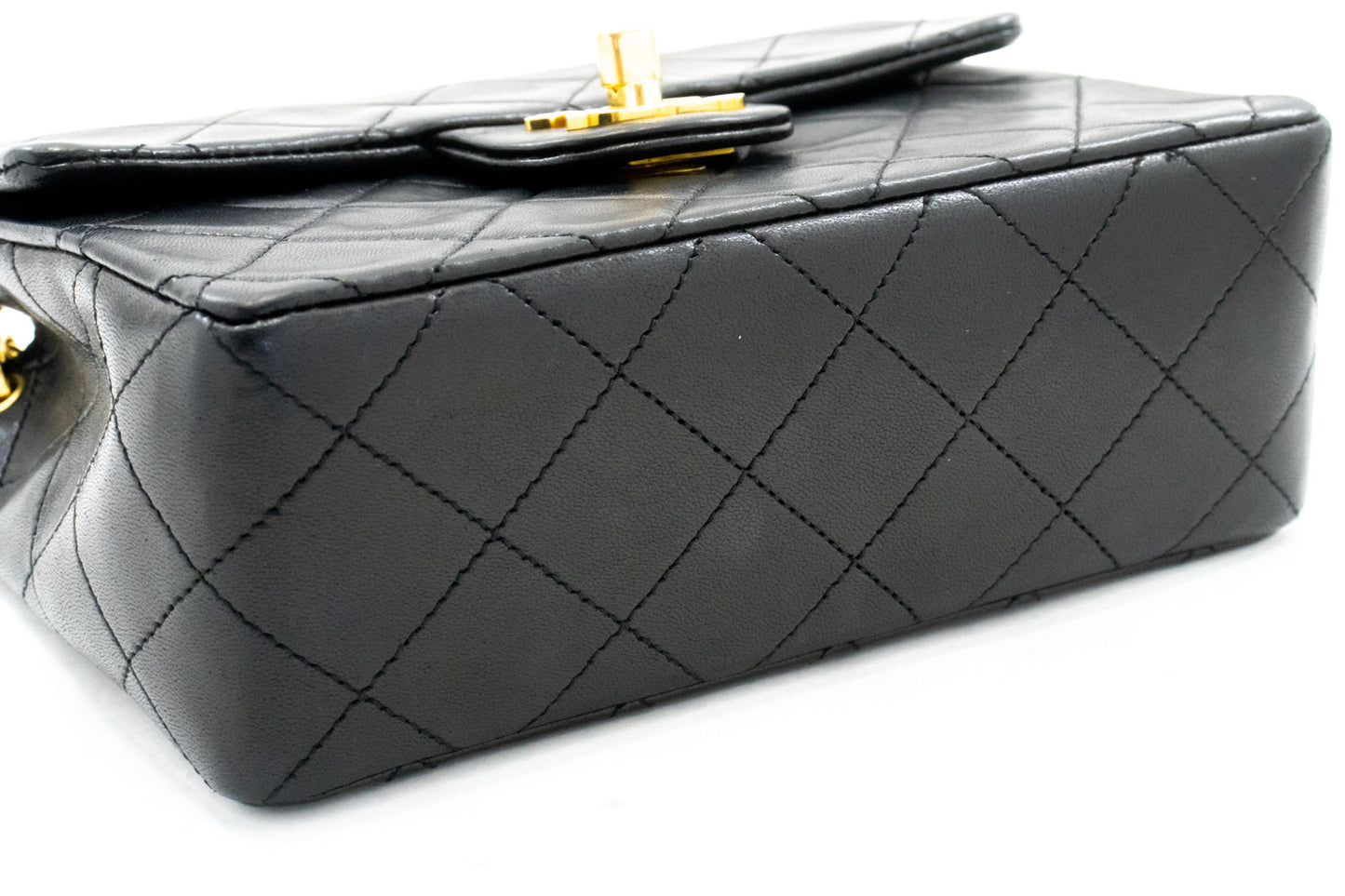 CHANEL Mini Square Kleine Chain Shoulder Bag Crossbody Zwart Lam ag7 hannari-shop