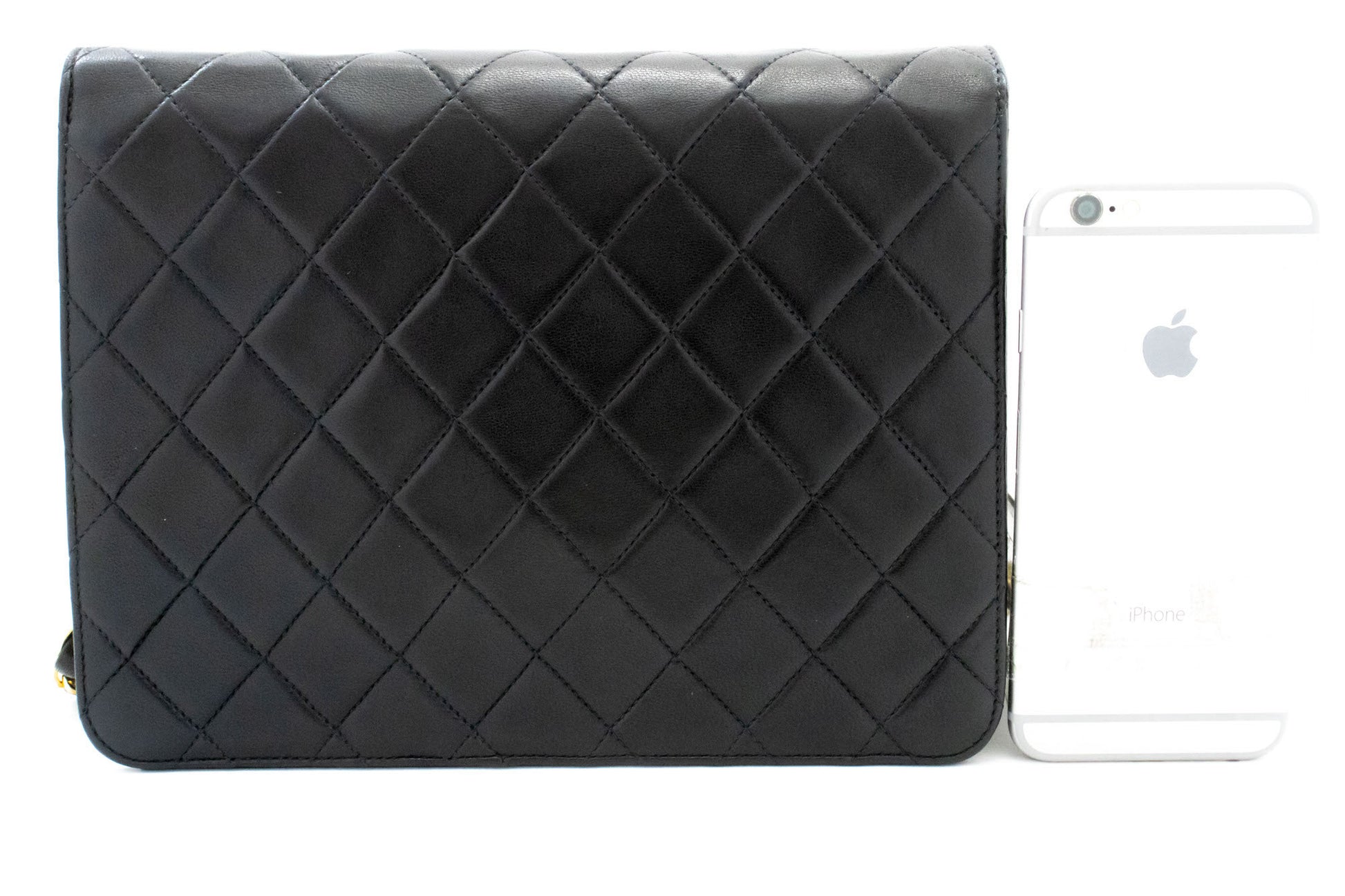 CHANEL Small Chain Shoulder Bag Clutch Black Quilted Flap Lambskin ah4 hannari-shop