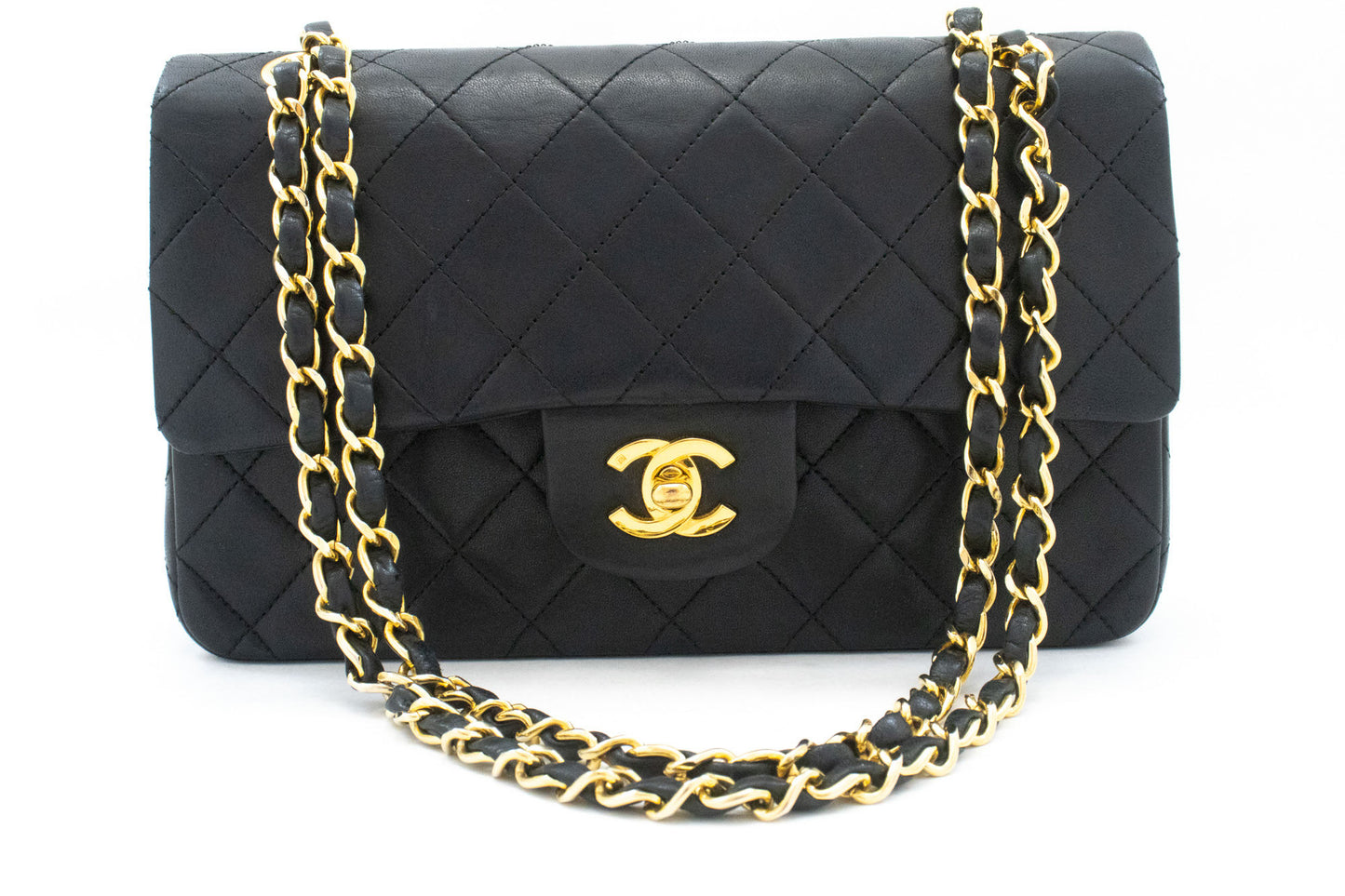CHANEL Classic Double Flap 9" Chain Schoudertas Zwart Lamsleer ak5 hannari-shop
