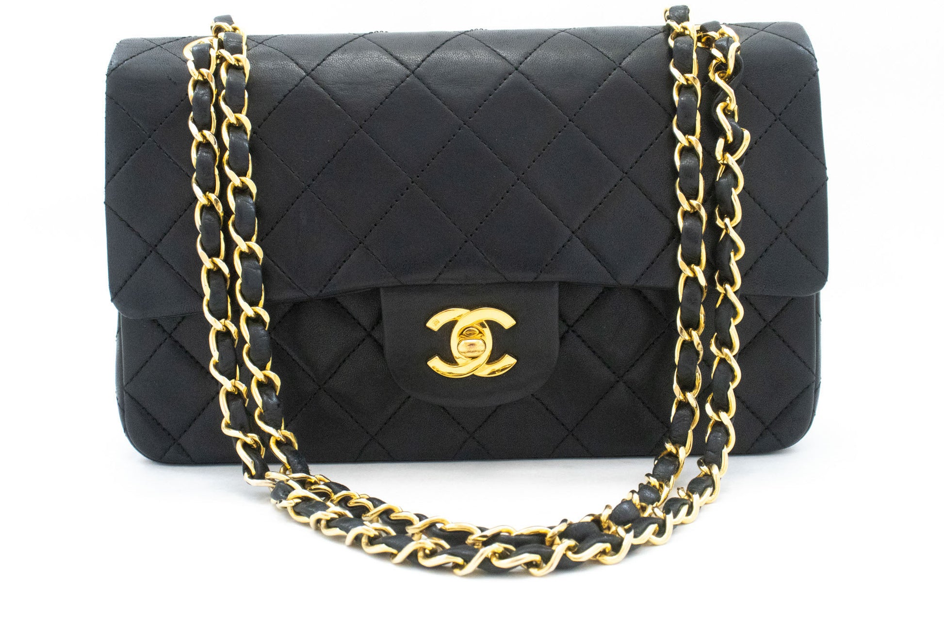 CHANEL Classic Double Flap 9" Chain Schoudertas Zwart Lamsleer ak5 hannari-shop
