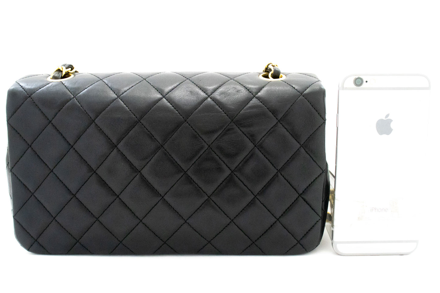 CHANEL Full Flap Chain Shoulder Bag Crossbody Black Quilted ah8 hannari-shop