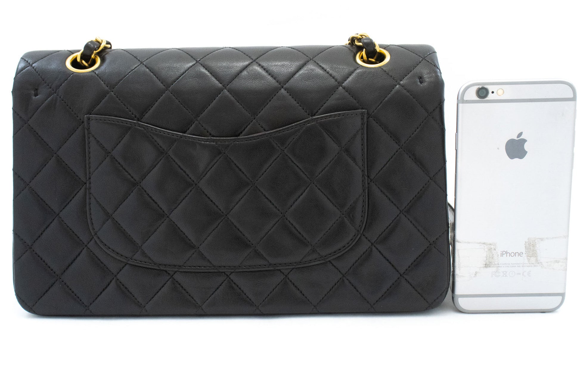 CHANEL Classic Double Flap 10" Chain Schoudertas Zwart Lamsleer ak4 hannari-shop
