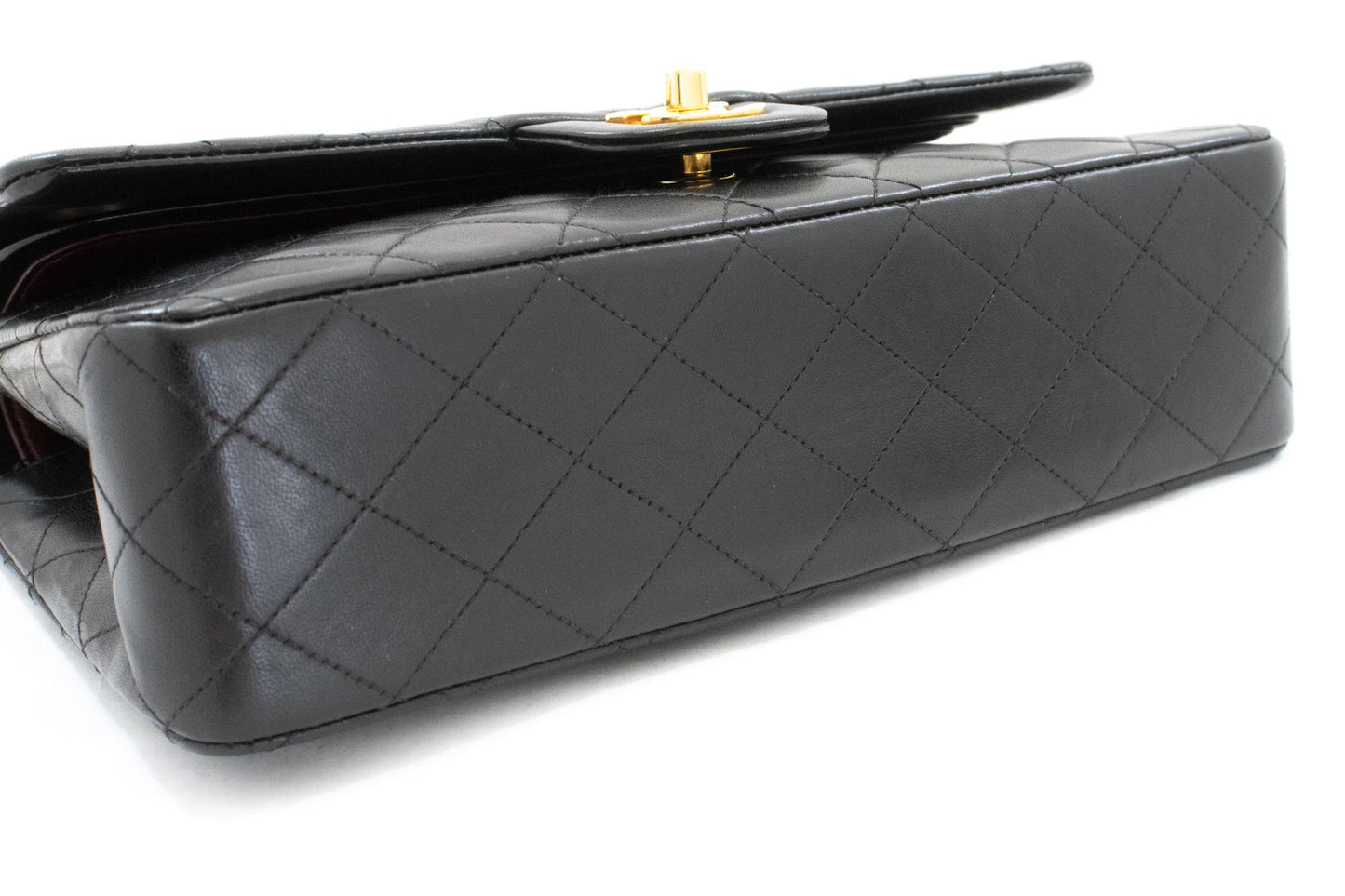 CHANEL Classic Double Flap 10" Chain Schoudertas Zwart Lamsleer ak4 hannari-shop