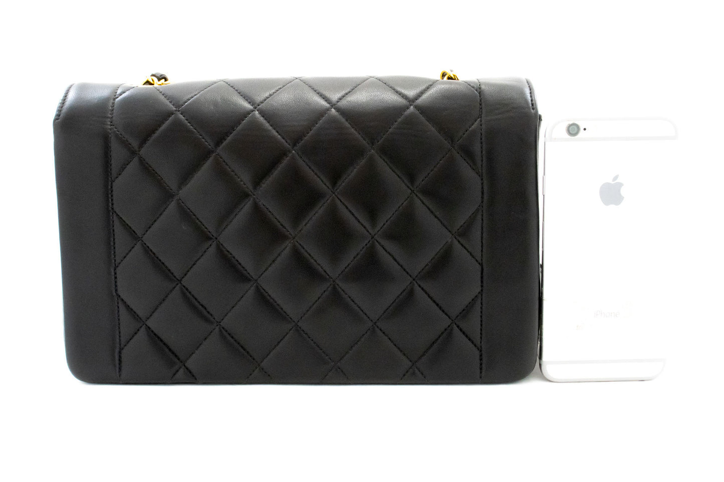 CHANEL Diana Flap Chain Schoudertas Zwart Gequilt Lamsleer ai3 hannari-shop