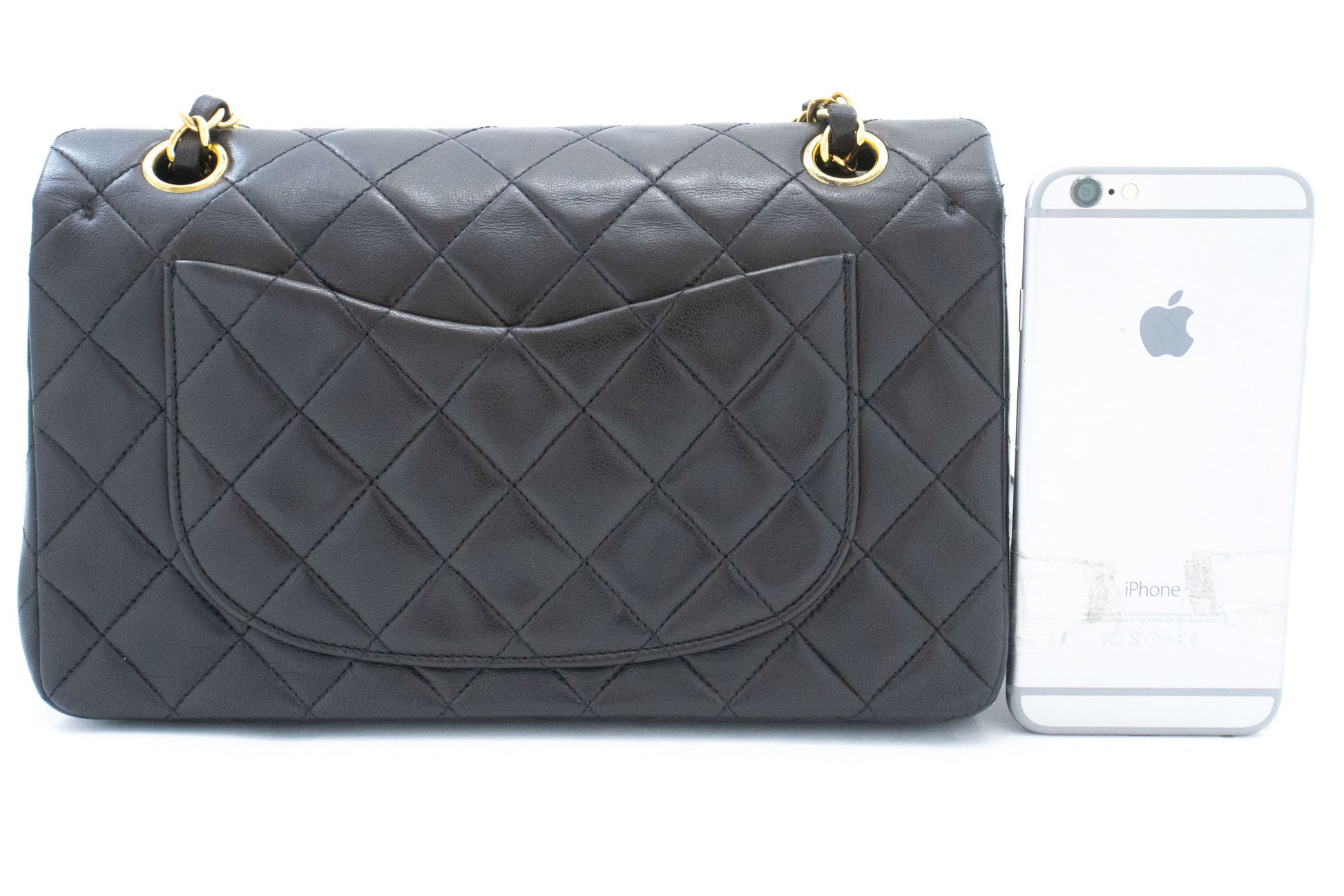 CHANEL Classic Double Flap 9" Chain Shoulder Bag Black Lambskin ai7 hannari-shop