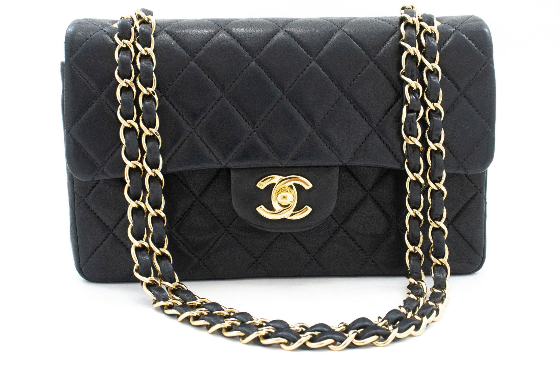 CHANEL Classic Double Flap 9" Chain Schoudertas Zwart Lamsleer ai6 hannari-shop