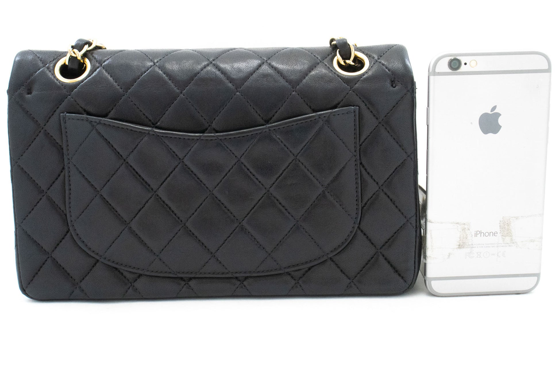 CHANEL Classic Double Flap 9" Chain Schoudertas Zwart Lamsleer ai6 hannari-shop