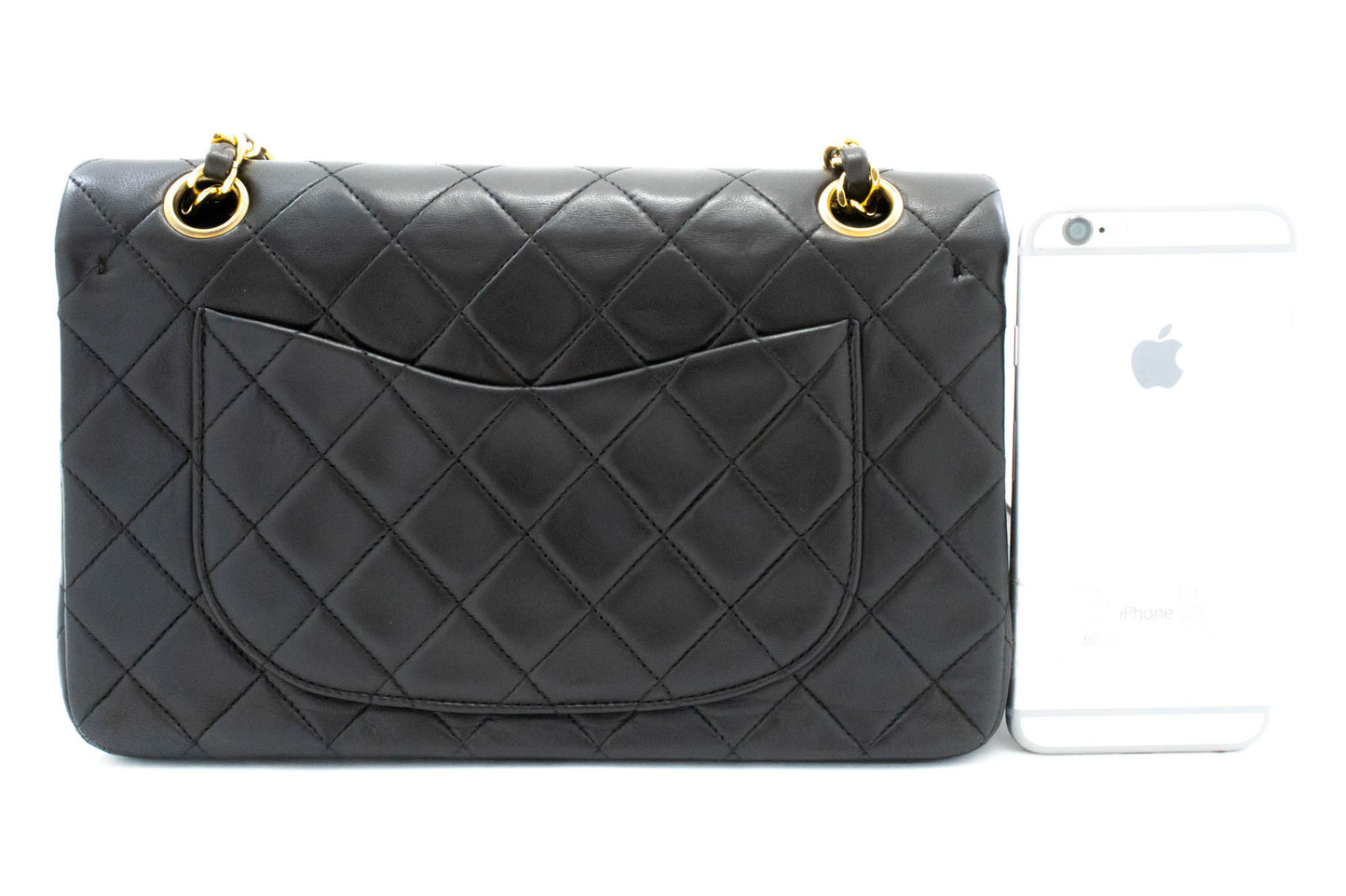 CHANEL Classic Double Flap 9" Chain Schoudertas Zwart Lamsleer ah3 hannari-shop