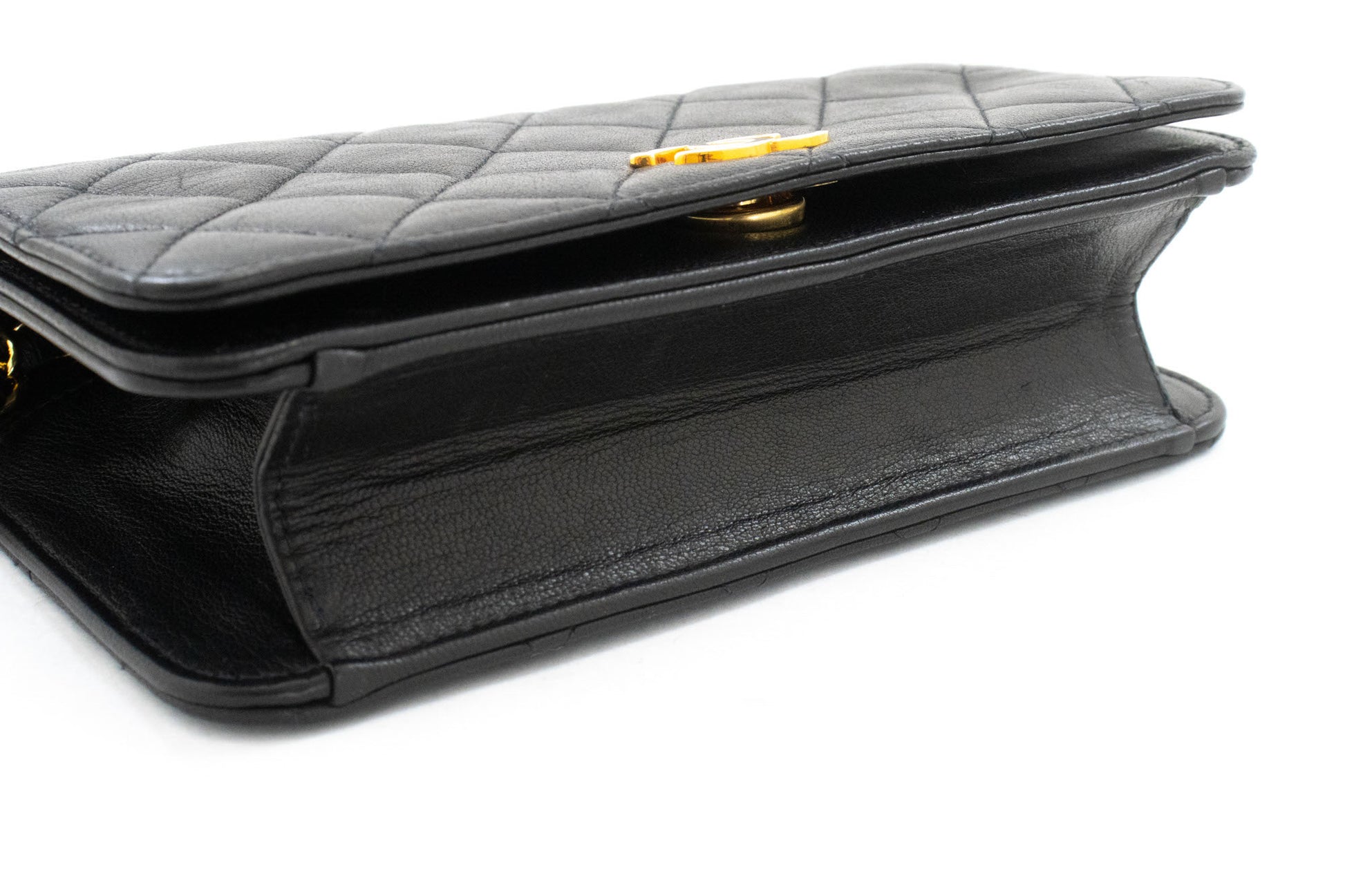 CHANEL Full Flap Small Chain Shoulder Bag Clutch Black Quilted ah9 hannari-shop
