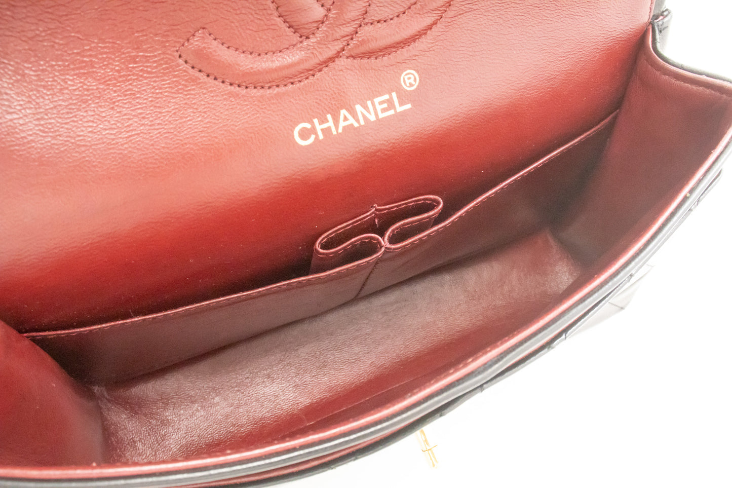 CHANEL Classic Double Flap 10" Chain Shoulder Bag Black Lambskin ak9 hannari-shop