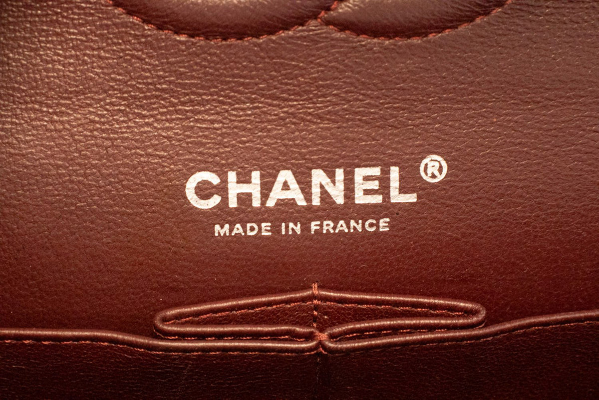 CHANEL Classic Double Flap 10" Chain Shoulder Bag Black Lambskin am5 hannari-shop